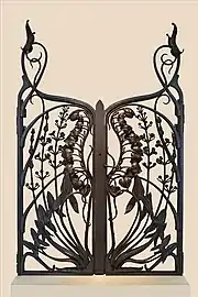 Grille art nouveau "Calla palustris et sagittaires" réalisée en 1902