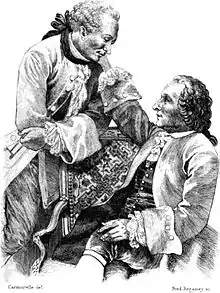 Grimm et Diderot, gravure de Frédéric Régamey (1877) d'après Carmontelle