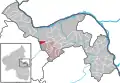 Localisation de Grolsheim dans la Verbandsgemeide et dans l'arrondissement