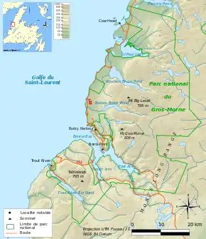 Voir sur la carte administrative du parc national du Gros-Morne