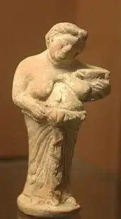 Grotesque originaire de Kertch : femme obèse tenant une jarre à vin, v. 350-300 av. notre ère, Musée du Louvre.