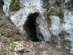 L'entrée de la principale des grottes de Mégevette.