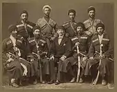 Circassiens en uniformes avec des représentants ottomans.