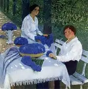 Bleuets. Portrait de groupe, Igor Grabar (1871-1960), huile sur toile (1914), l'épouse et la sœur du peintre dans leur datcha, collection particulière, Moscou.