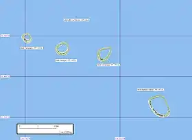 Carte des atolls composant le groupe Actéon.