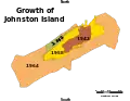 La croissance de l'atoll. 0,1 mille marin = 185,2 mètre.