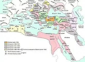 Croissance de l'empire ottoman.