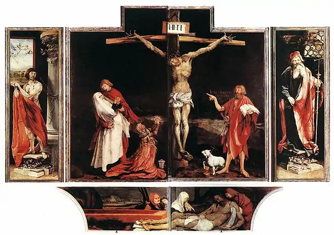 Saint Sébastien / Crucifixion et Saint Jean Baptiste / Saint Antoine abbé / Lamentation.