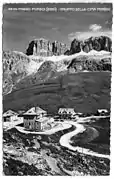 Carte postale du col Pordoi dans les années 1930.