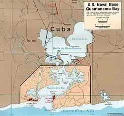 Carte de la baie de Guantánamo.