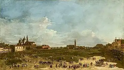 Francesco Guardi, Vue du Prato della Valle à Padoue, vers 1760-1770.