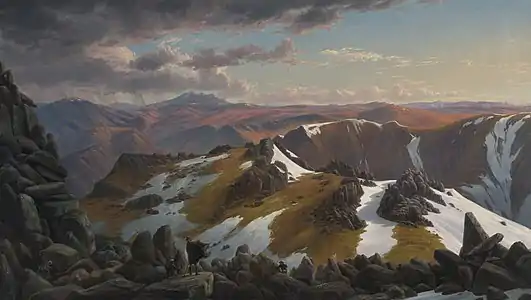 Eugene von Guérard, North-east View from the Northern Top of Mount Kosciusko, 1863.