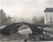 Pont en pierre remplaçant le pont en bois sur l'estey de Bègles.