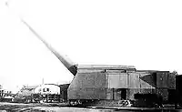 A 406 mm/50 B-37 naval gun in MP-10 test mount