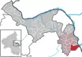 Localisation de Guntersblum dans la Verbandsgemeide et dans l'arrondissement