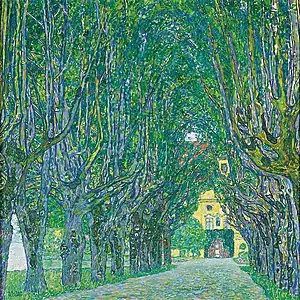 Allée dans le parc du château de Kammer (1912), huile sur toile (110 × 110 cm), Österreichische Galerie Belvedere (Vienne).