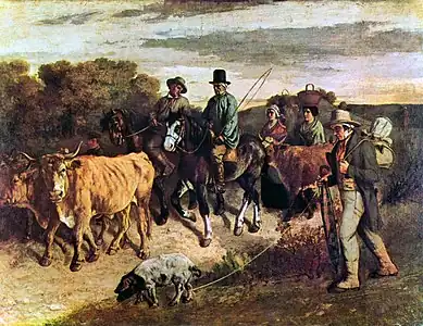Gustave Courbet (1819-1877), Les agriculteurs de Flagey revenant du marché, 1850, huile sur toile, 208,5 × 275,5 cm.