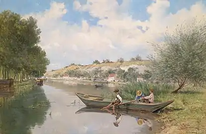 Jeunes garçons au bord d'une rivière (vers 1914), localisation inconnue.