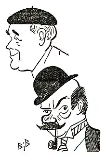 Caricature de Gustave Libeau et Marcel Roels, par BiB