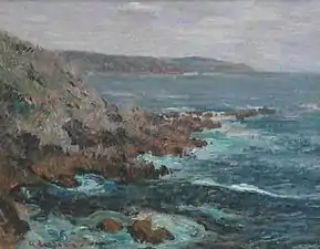 Rochers dominant la mer en Bretagne (vers 1906), localisation inconnue.