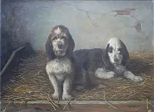 Gustave Mohler, Portrait de deux chiens bassets (fin du XIXe siècle).