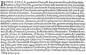 Texte ancien écrit en latin, et commençant par Bona cella (nom latin de l'abbaye).