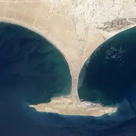 Image satellite de la péninsule de Gwadar.