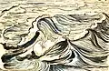 La vague, Hossegor 1930, encre de Chine et gouache sur papier