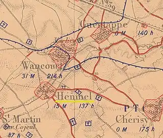 La carte des régions dévastées de 1920 montre que le village est complètement détruit.