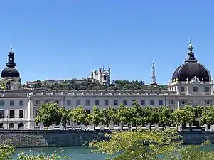 L'Hôtel-Dieu déployant sa façade sur le Rhône sur près de 500m.