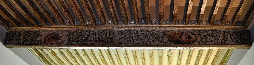 Détail du plafond à la française (XVIIe siècle).