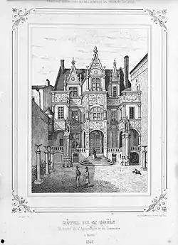 Gravure de l'Hôtel Goüin en 1840.