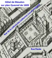 Hôtel de Meudon en 1609 (plan de Quesnel).