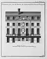 Elévation du côté de l’entrée du bâtiment de la Comédie Françoise, 1752-1756, Paris, BSG, FOL V 255 (1) INV 295 RES. vol 1 ; FOL V 255 (2) INV 296 RES. vol 2