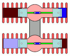 Visuels animé illustrant le fonctionnement et les cycles d'un moteur en H.