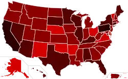 Épidémie de grippe H1N1 de 2009 aux États-Unis. 50 000+ cas5 000+ cas500+ cas50+ cas5+ cas1+ cas