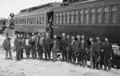 224 ingénieurs de l'U.P.R.R. lors de la pose du dernier promontoire ferroviaire, musée d'Oakland.