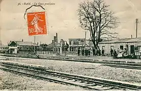 Gare provisoire, vers 1920.