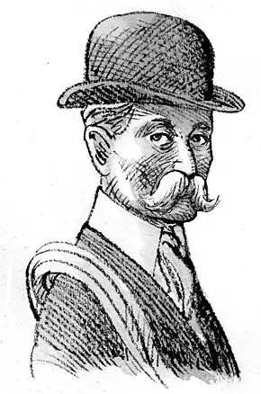 Illustration en noir et blanc d'un homme avec un chapeau.