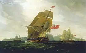 Navire de ligne britannique (HMS Diadem, franchissant le cap de Bonne-Espérance).