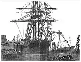 Le HMS Resolute en 1856 lors de son retour en Angleterre et dont le bois a servi à la construction du bureau.