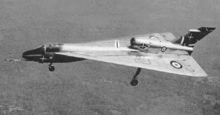 Photo noir et blanc d'un avion à aile delta