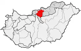 Localisation en Hongrie (en rouge).