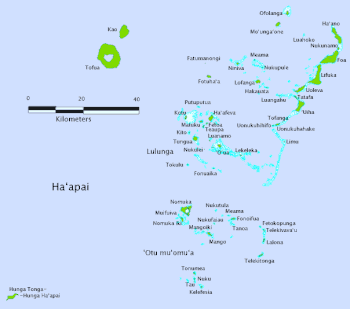 Carte du groupe de Haʻapai.