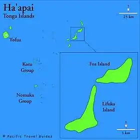 Carte des îles Ha'apai