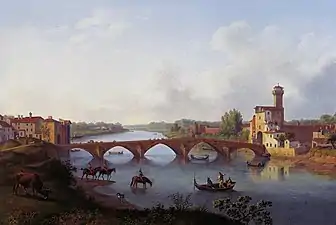 Jacob Philipp Hackert : Le Ponte a Mare à Pise (1799)