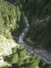 Vue des gorges, depuis le pont suspendu