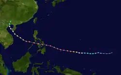 Trajectoire et intensité du typhon Haiyan.