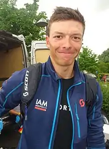 Oliver Naesen sous les couleurs de IAM avant départ de Halle-Ingooigem 2016.