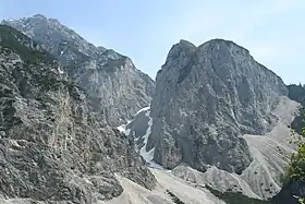 Vue de la Hüttenspitze (à droite) et de la Wechselspitze (à gauche).